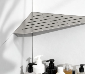 Two-Pack Brushed Nickel Stainless Steel Triangle Wall Mount Shower Storage Rack, Organizer for Bathroom and Kitchen Space Arrangement