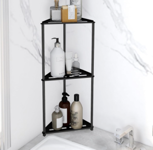 3-Tier Freestanding Stainless Steel Triangle Shower Corner Organizer, Anti-rust Freestanding Storage Stand for Bathroom Shower Area
