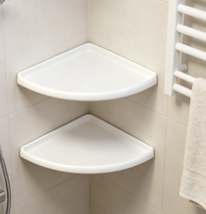 Two-Pack Polished Marble Wall Mount Triangle Shower Corner Storage Rack, Smooth Surface Wall Caddy for Bathroom Wall Corners