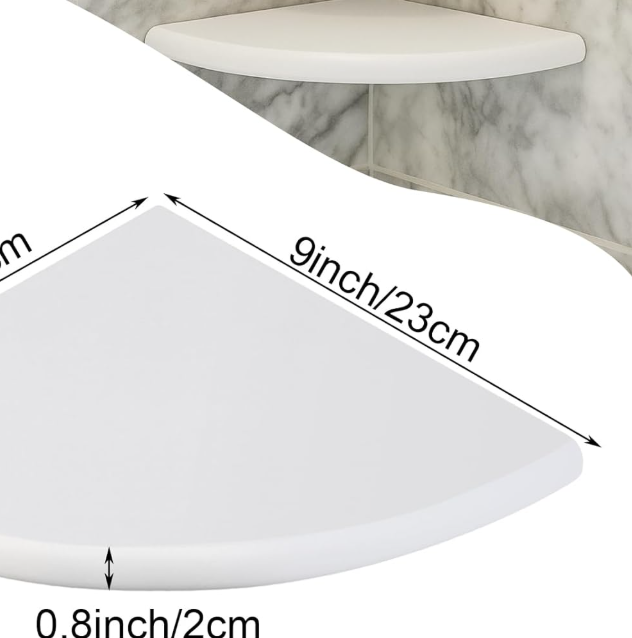 Two-Pack Polished Marble Wall Mount Triangle Shower Corner Storage Rack, Smooth Surface Wall Caddy for Bathroom Wall Corners - Image 2
