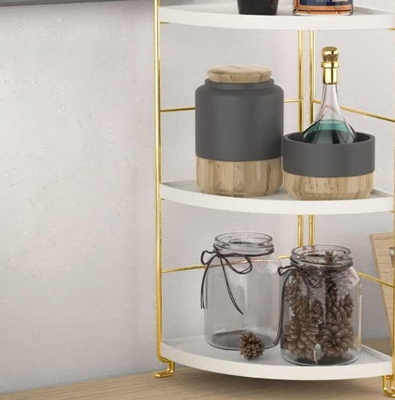 3-Tier Freestanding Triangle Countertop Storage Rack, Multipurpose Organizer for Kitchen Spices, Cosmetics and Cabinet Desktop Storage - Image 2