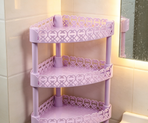 3-Layer Plastic Freestanding Triangle Corner Storage Rack, Desktop Organizer for Bathroom, Kitchen and Household Space