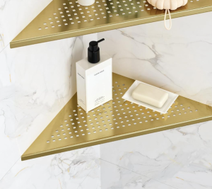 Two-Pack Wall Mount Triangle Shower Storage Rack, SUS304 Stainless Steel Recessed Drill-Free Corner Organizer