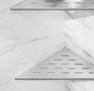Two-Pack Slotted Recessed Stainless Steel Triangle Shower Wall Shelves, Tile Wall Mount Bathroom Storage Organizer