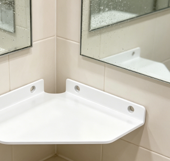 Small White Triangle Floating Wall Corner Shelf, Decor Wall Rack for Bathroom Gadget Placement - Image 2
