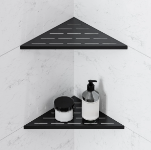 Wall Mount Triangle Shower Storage Rack Made of Stainless Steel, Drill-Free Mount Design for Tile Walls, Two-Pack Wall Storage Organizer for Shower Corners