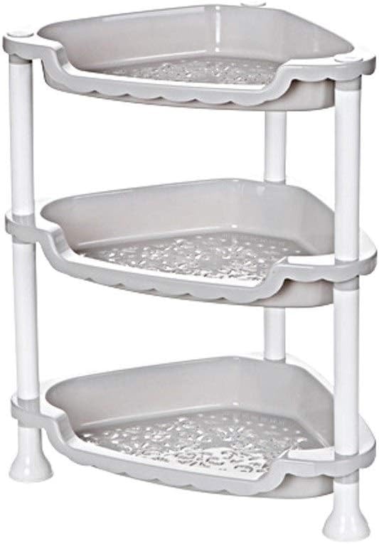 Three-Layer Freestanding Plastic Triangle Storage Shelf, Drill-Free Assembleable Organizer for Bathroom, Kitchen and Bedroom