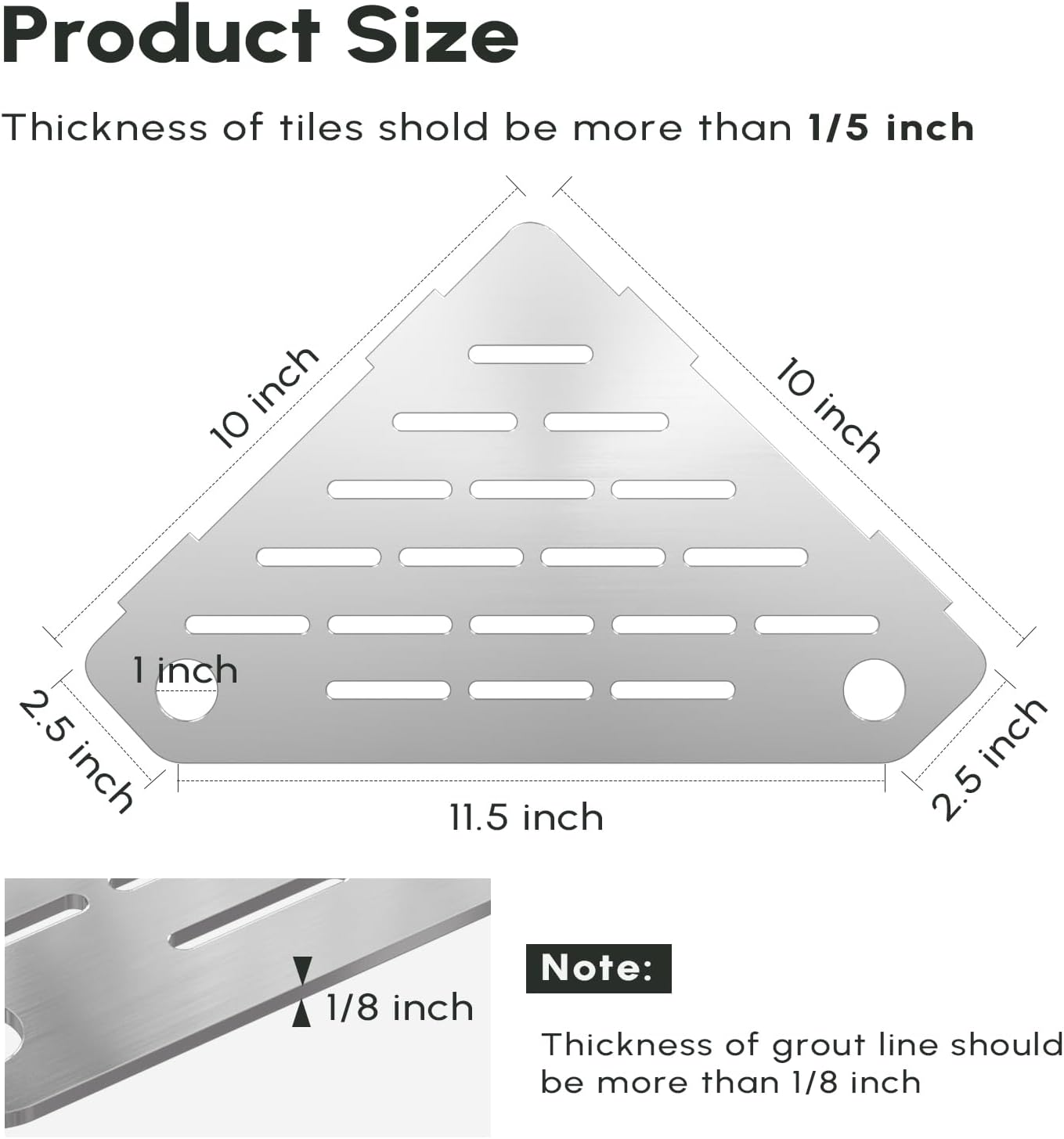 Pentagonal Floating Bathroom Corner Storage Rack, Anti-rust Stainless Steel Drill-Free Slotted Wall Caddy with Matte Brushed Finish - Image 2