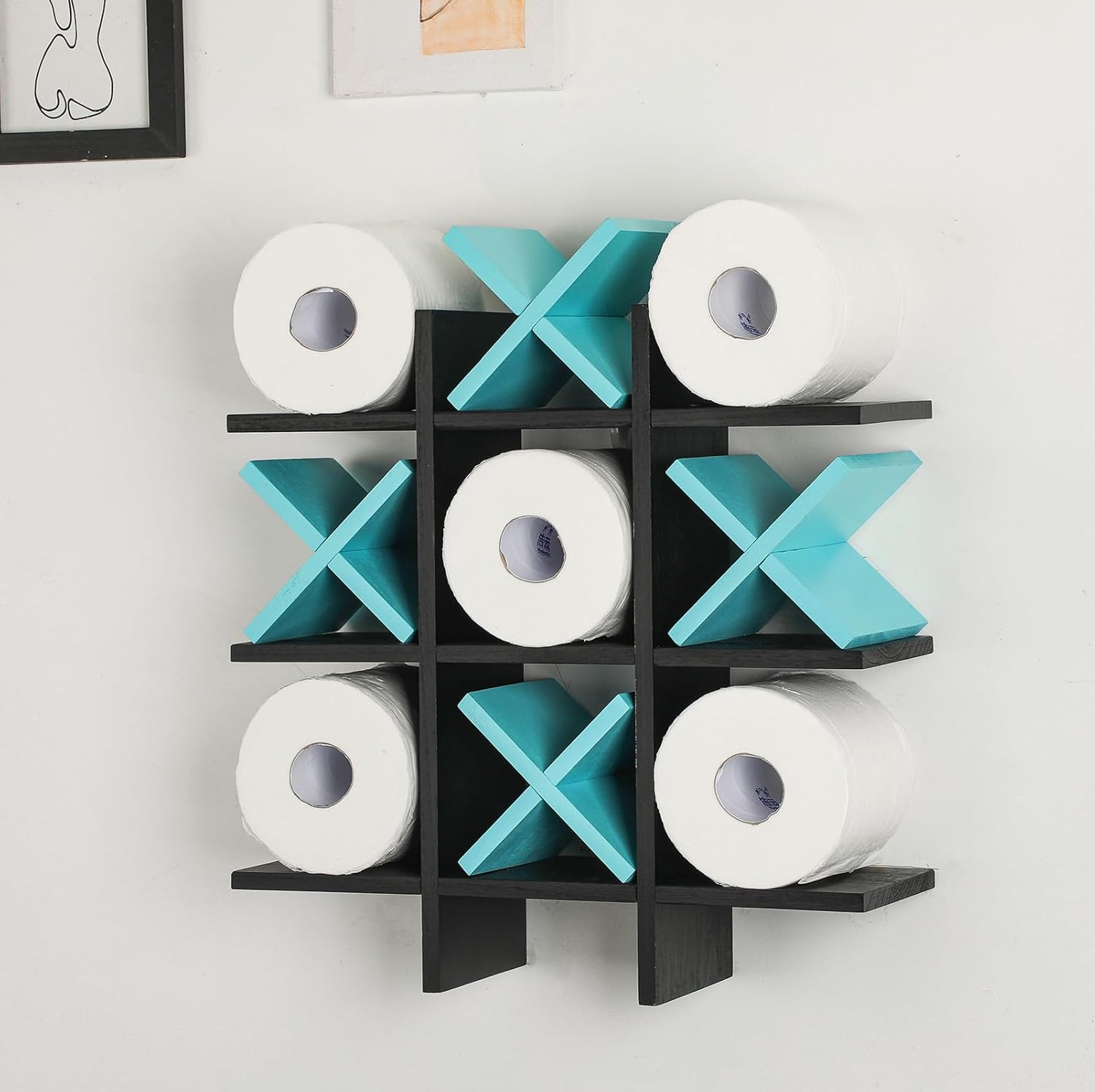 Retro Wooden Multi-mode Tissue Storage Rack, Freestanding & Wall Mount Dual-use Farmhouse Style Bathroom Decor and Storage Shelf