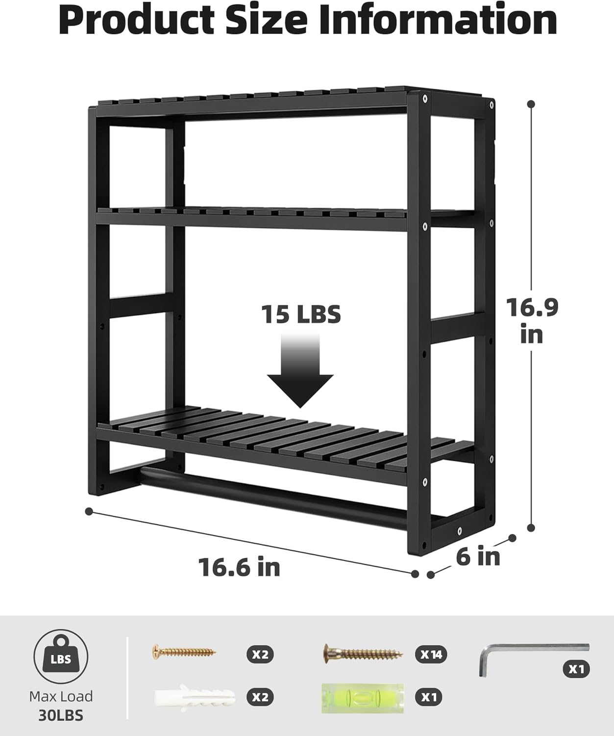 Wall Mount 3-Tier Over-Toilet Triangle Storage Frame, Bamboo Multi-function Organizer Equipped with Towel Bar and Tissue Storage Compartment - Image 2