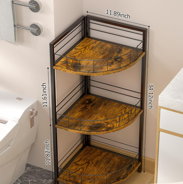 3-Tier Freestanding Curved Triangle Corner Storage Rack, Free Placement Storage Unit Suitable for Bathroom, Kitchen and Vanity Table Storage - Image 2